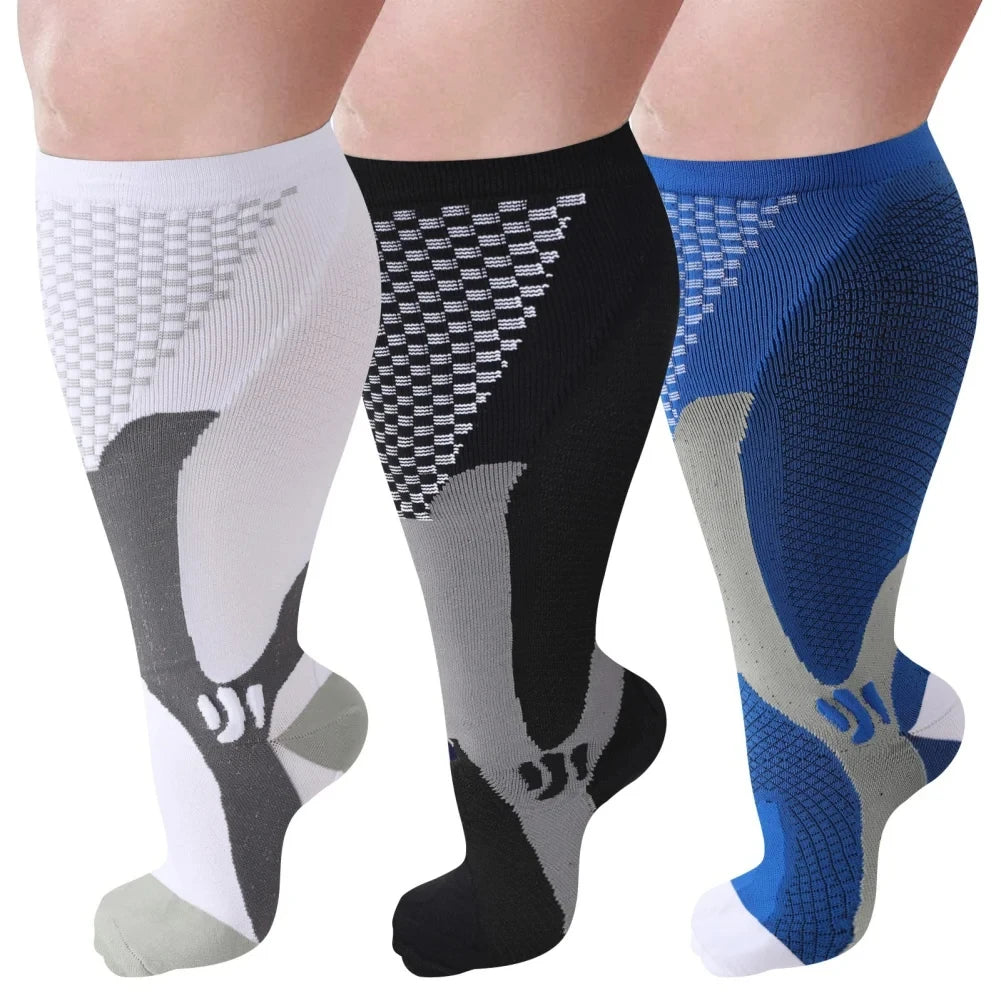 S-3XL chaussettes de Compression médicales varices soulagement de la douleur hommes femmes chaussettes de sport en plein air cyclisme course tourisme chaussettes élastiques