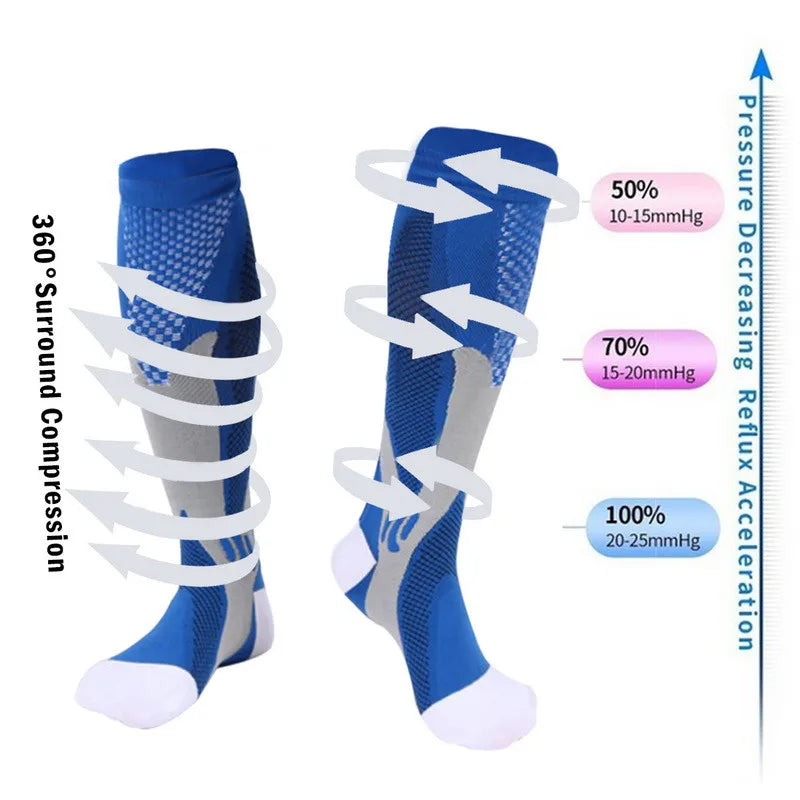 S-3XL chaussettes de Compression médicales varices soulagement de la douleur hommes femmes chaussettes de sport en plein air cyclisme course tourisme chaussettes élastiques