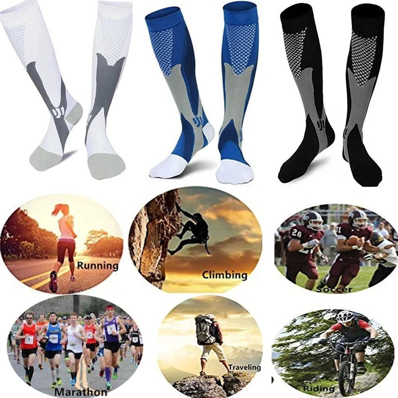 S-3XL chaussettes de Compression médicales varices soulagement de la douleur hommes femmes chaussettes de sport en plein air cyclisme course tourisme chaussettes élastiques