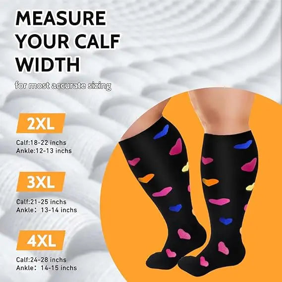 3 paires de chaussettes de Compression pour hommes, grande taille 2XL-7XL, 20-30 mmHg, mollet large, Extra Large, hauteur du genou, pour le soutien de la Circulation