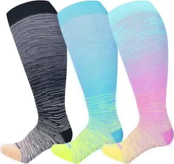 3 paires de chaussettes de Compression pour hommes, grande taille 2XL-7XL, 20-30 mmHg, mollet large, Extra Large, hauteur du genou, pour le soutien de la Circulation