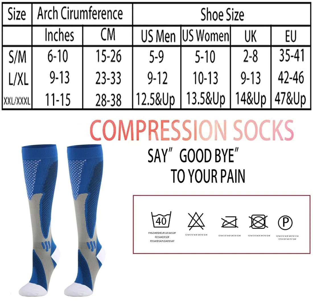 S-3XL chaussettes de Compression médicales varices soulagement de la douleur hommes femmes chaussettes de sport en plein air cyclisme course tourisme chaussettes élastiques